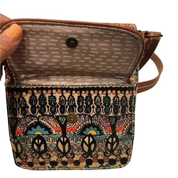 Sakroots Boho Festival Coated Canvas Small Flap Messenger Crossbody Bag Purse - Picture 9 of 16